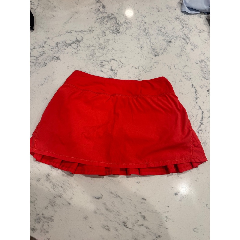 Ivivva Athletica Girls Red Pleated Tennis Skort Size 12 w/ built in purple liner